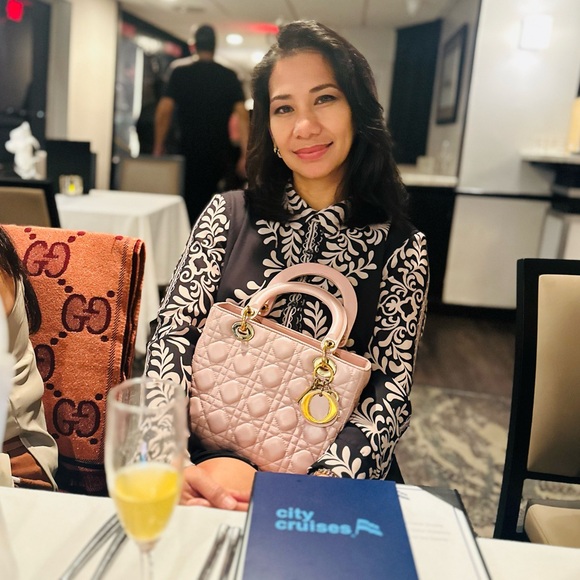 Christian Dior Lady Dior Bag Cannage Quilt Lambskin Medium Metallic Beig… - Picture 12 of 12